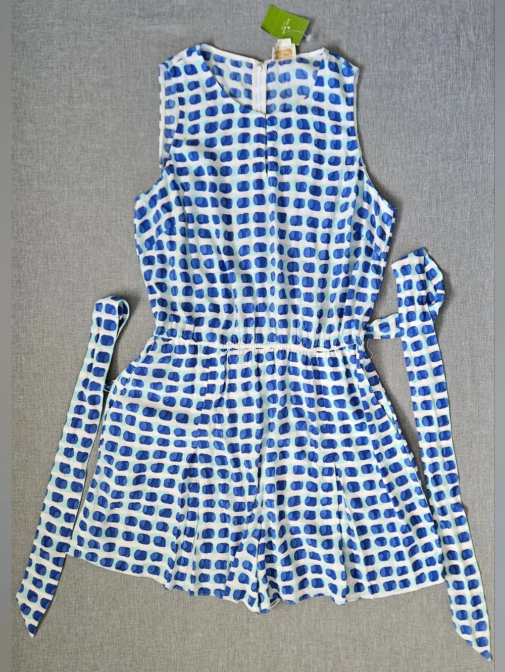 NWT Kate Spade Island Stamp Geometric Romper Preppy Summer Resortwear Size L